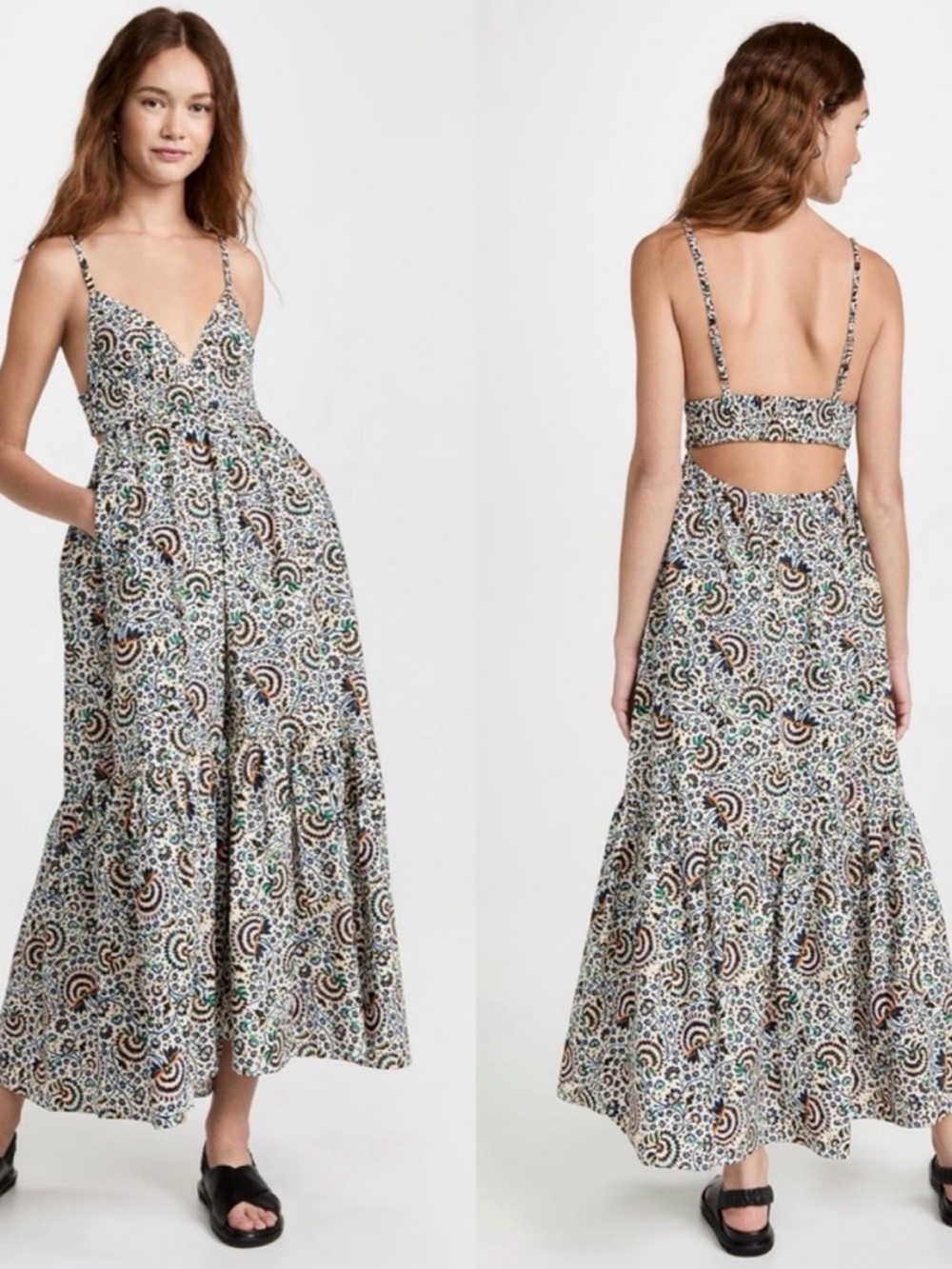 A.L.C. Rhodes Printed Open Back Maxi Dress